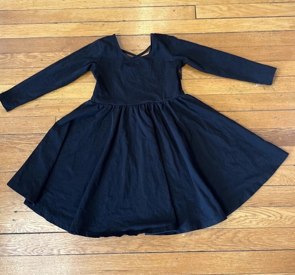 Stelle dancewear CA Girls‎ Black Jersey Knit Twirl Dress Size 7 spin Dress S